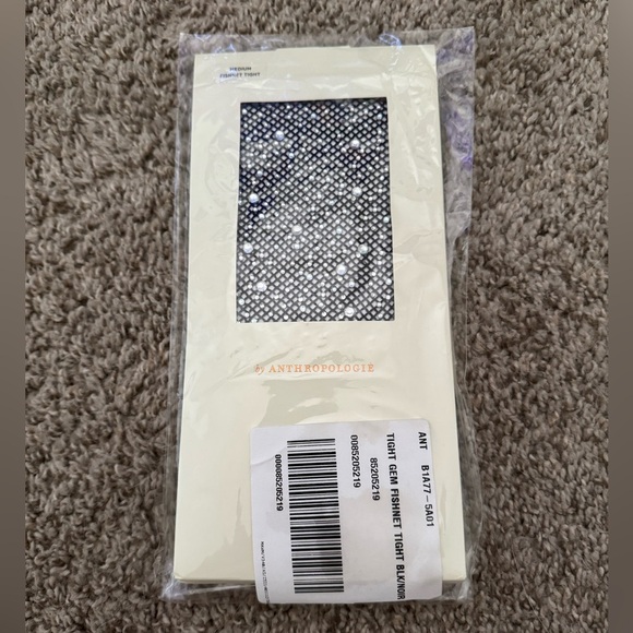 Anthropologie Women’s Sheer Gem Diamond Black Fishnet Tights Size Medium  NWT - Picture 1 of 4